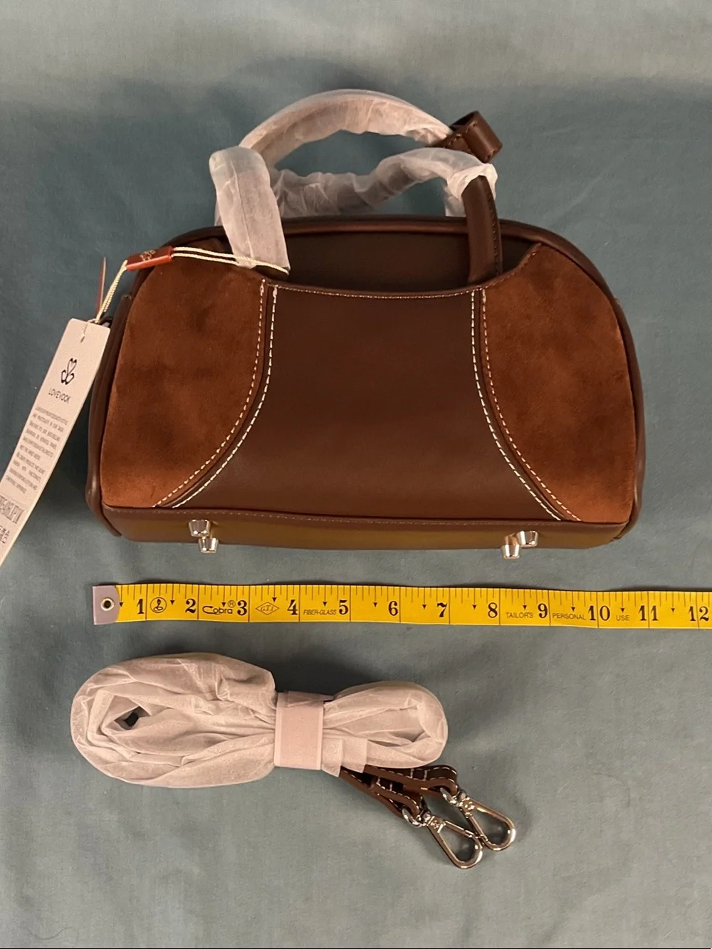 Structured Brown Tote with Suede Accents